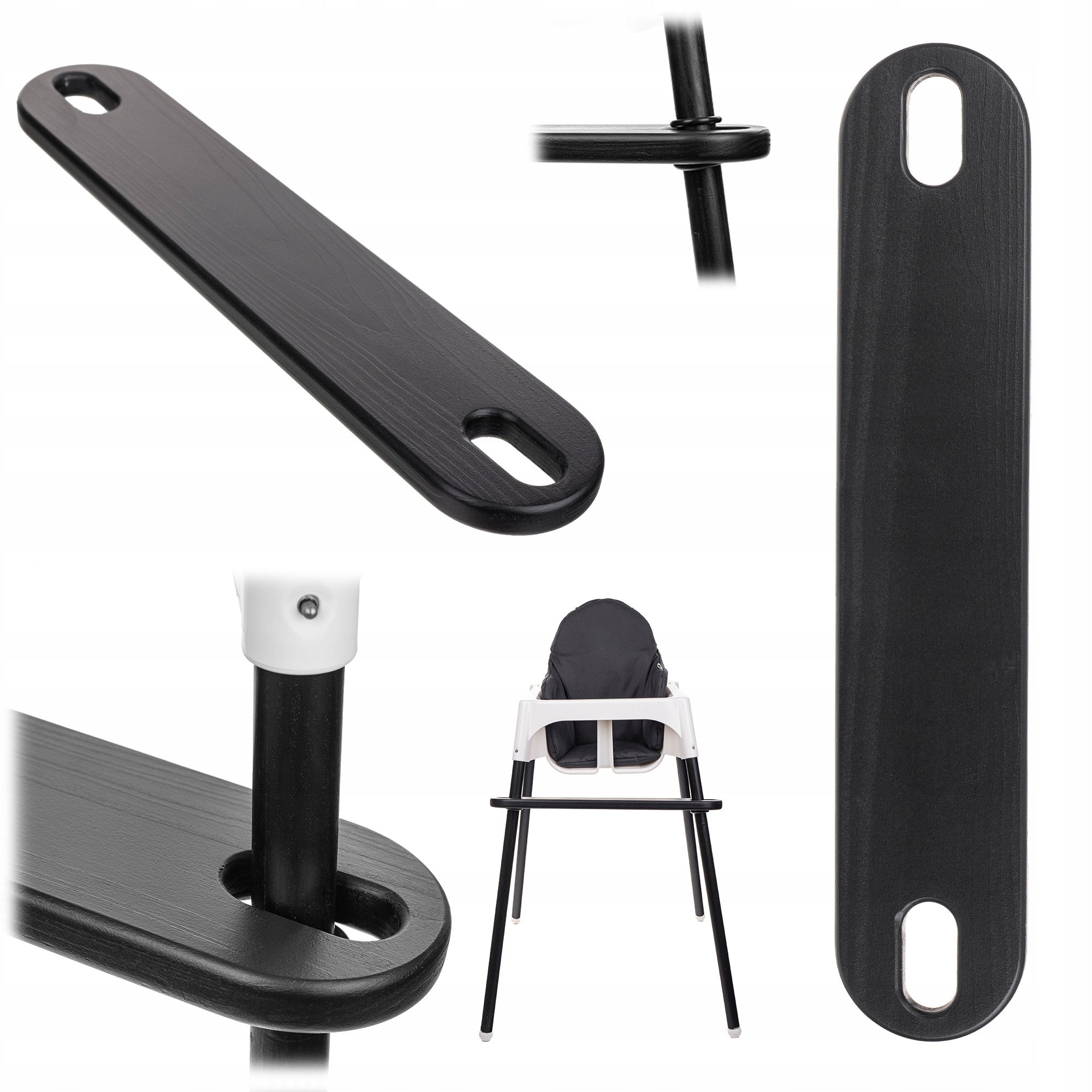 Adjustable Footrest for IKEA Antilop Chair Pine Wood aMami Black Manufacturer code Podnóżek do IKEA Antilop drewniany czarny