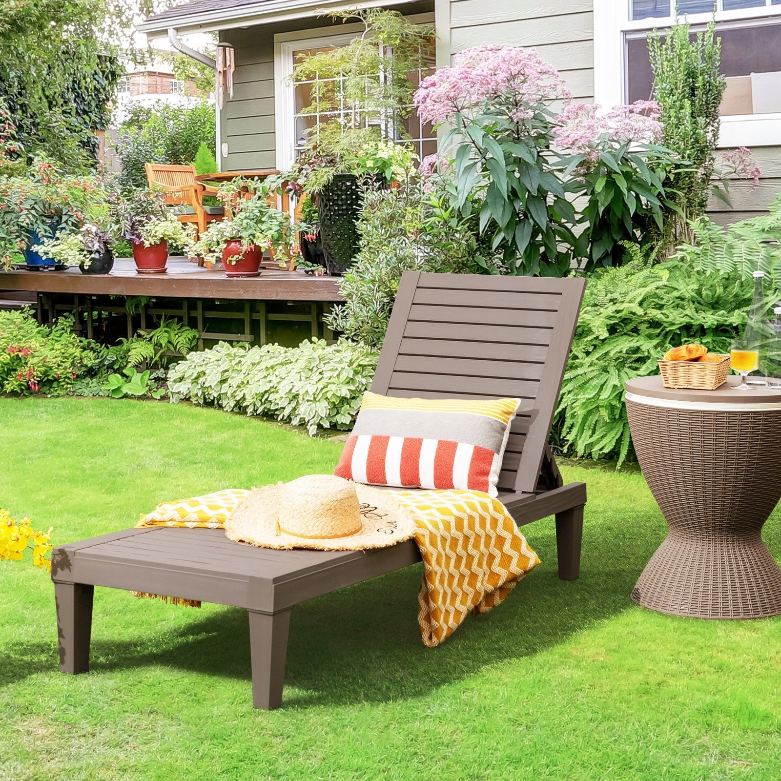 Adjustable Garden Lounger Chaise Lounge Width (shorter side) 57.5 cm
