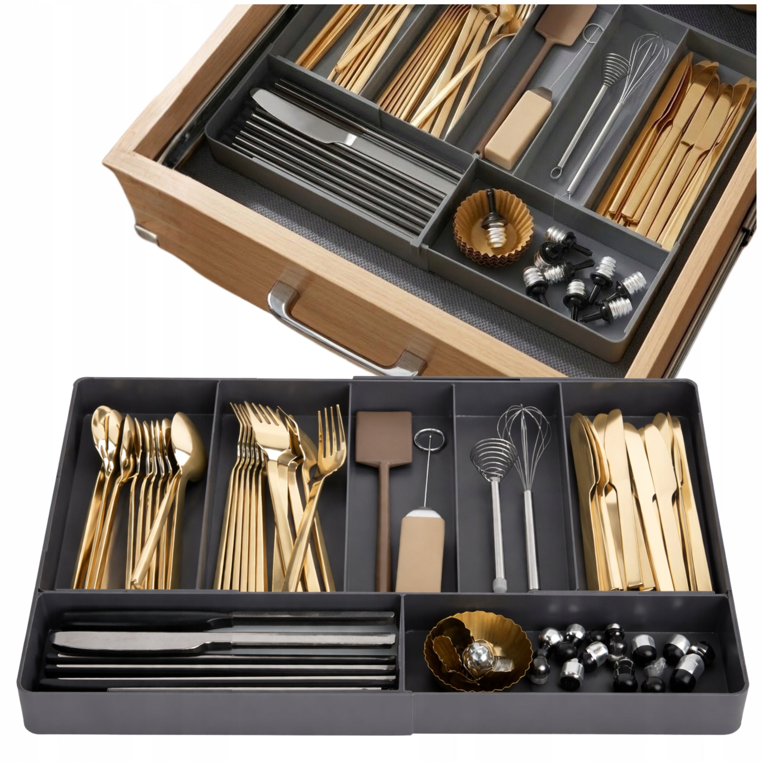 Adjustable Organizer Refill for Cutlery and Kitchen Drawer Utensils Brand EdiBazzar