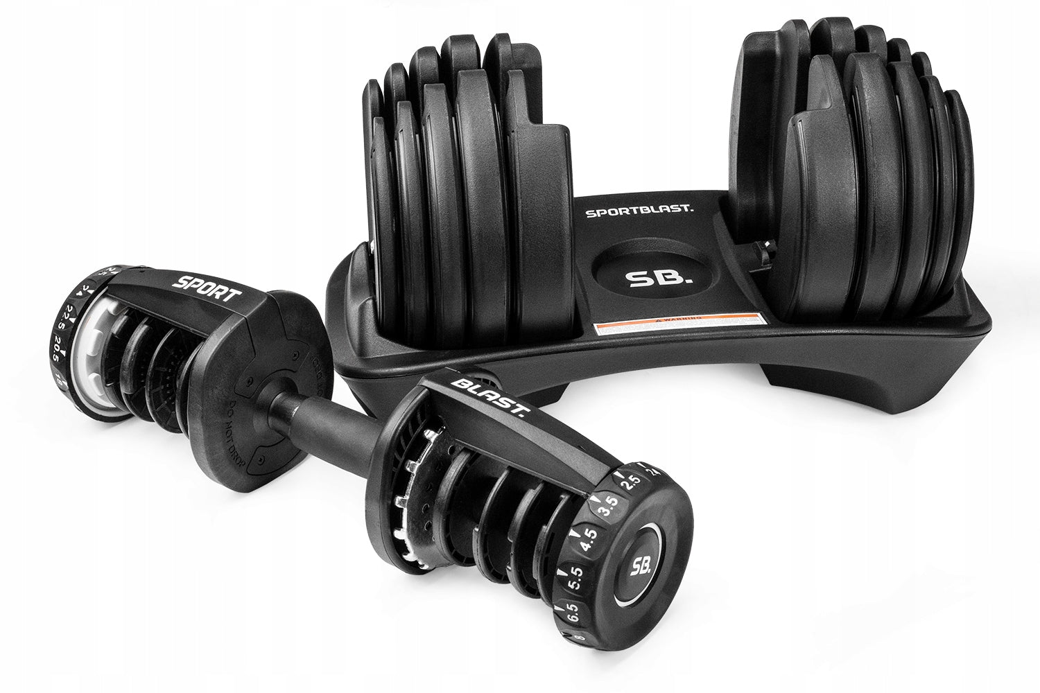 Adjustable dumbbell 2,5kg - 24kg with base DUMBBELL weight Rubberized dumbbell Manufacturer code HR 24kg z podstawą