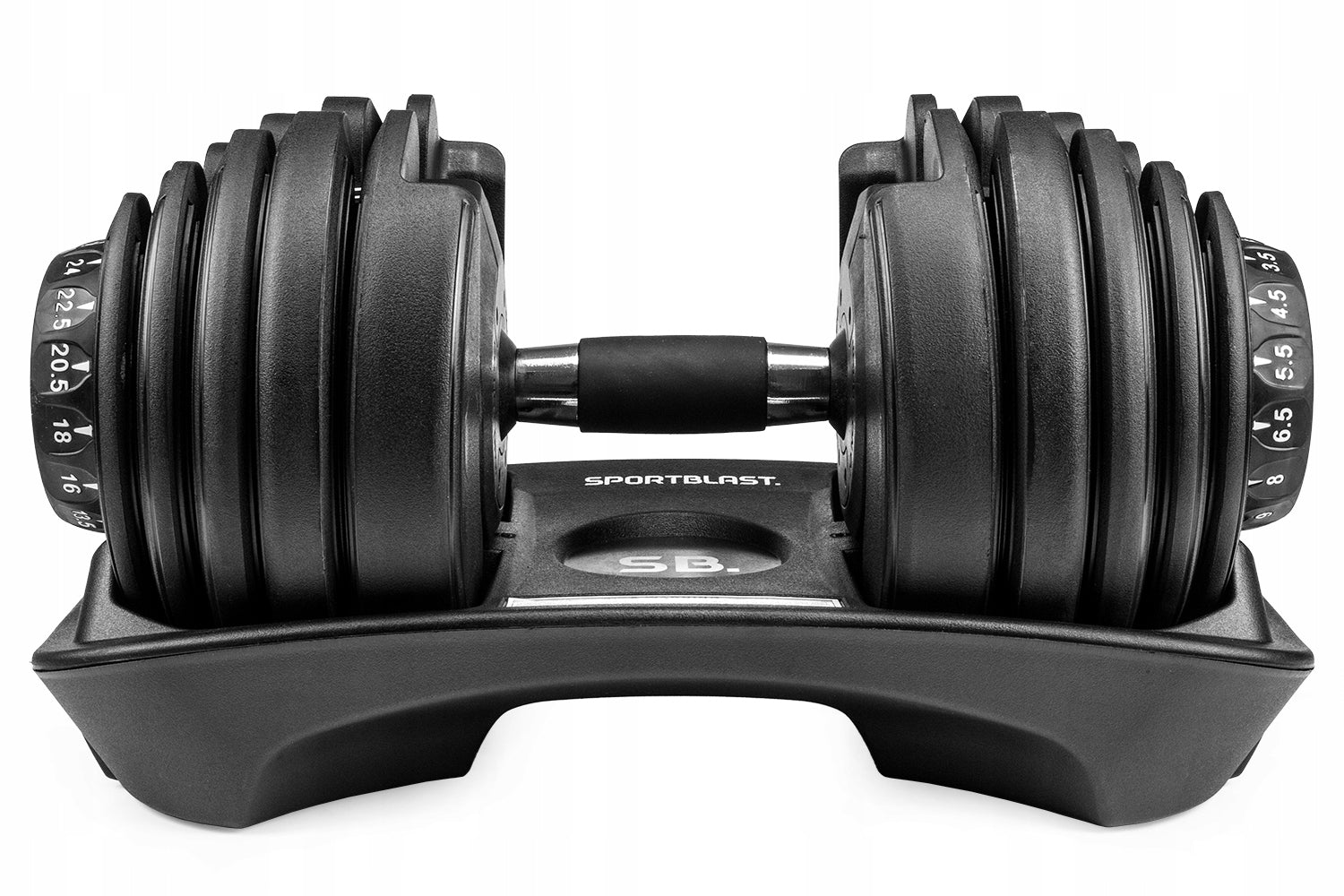 Adjustable dumbbell 2,5kg - 24kg with base DUMBBELL weight Rubberized dumbbell Packaging status original