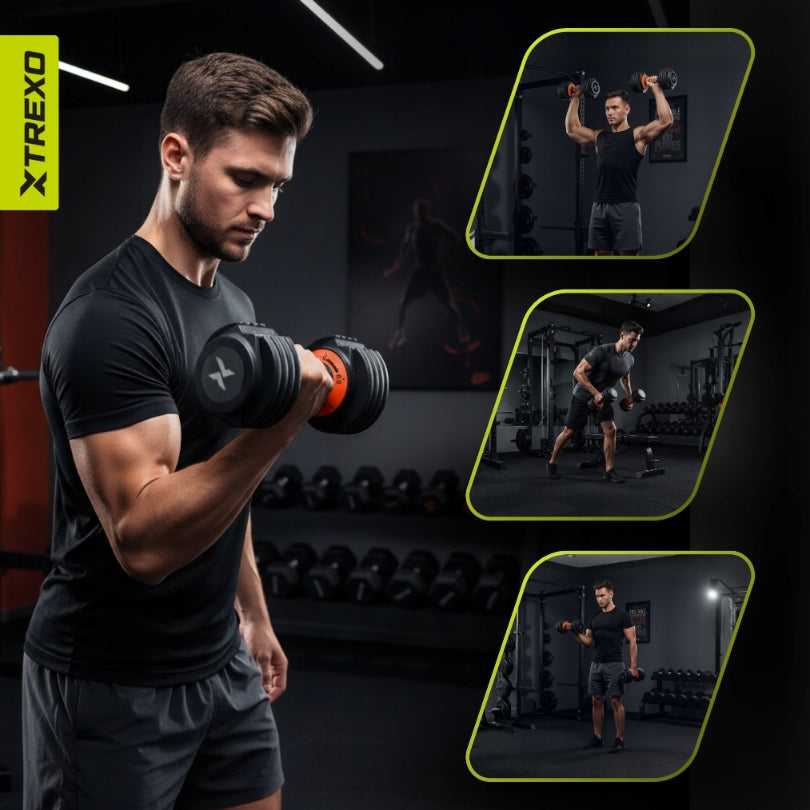 Adjustable dumbbell set XTREXO 2x5,75kg black 11,5kg FOR EXERCISE SOLID Kind other