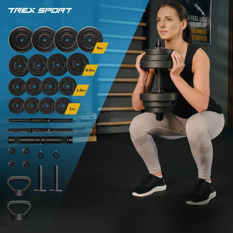 Adjustable dumbbells 40kg dumbbell set 2x20kg kettlebell neck Trex Sport Packaging status original
