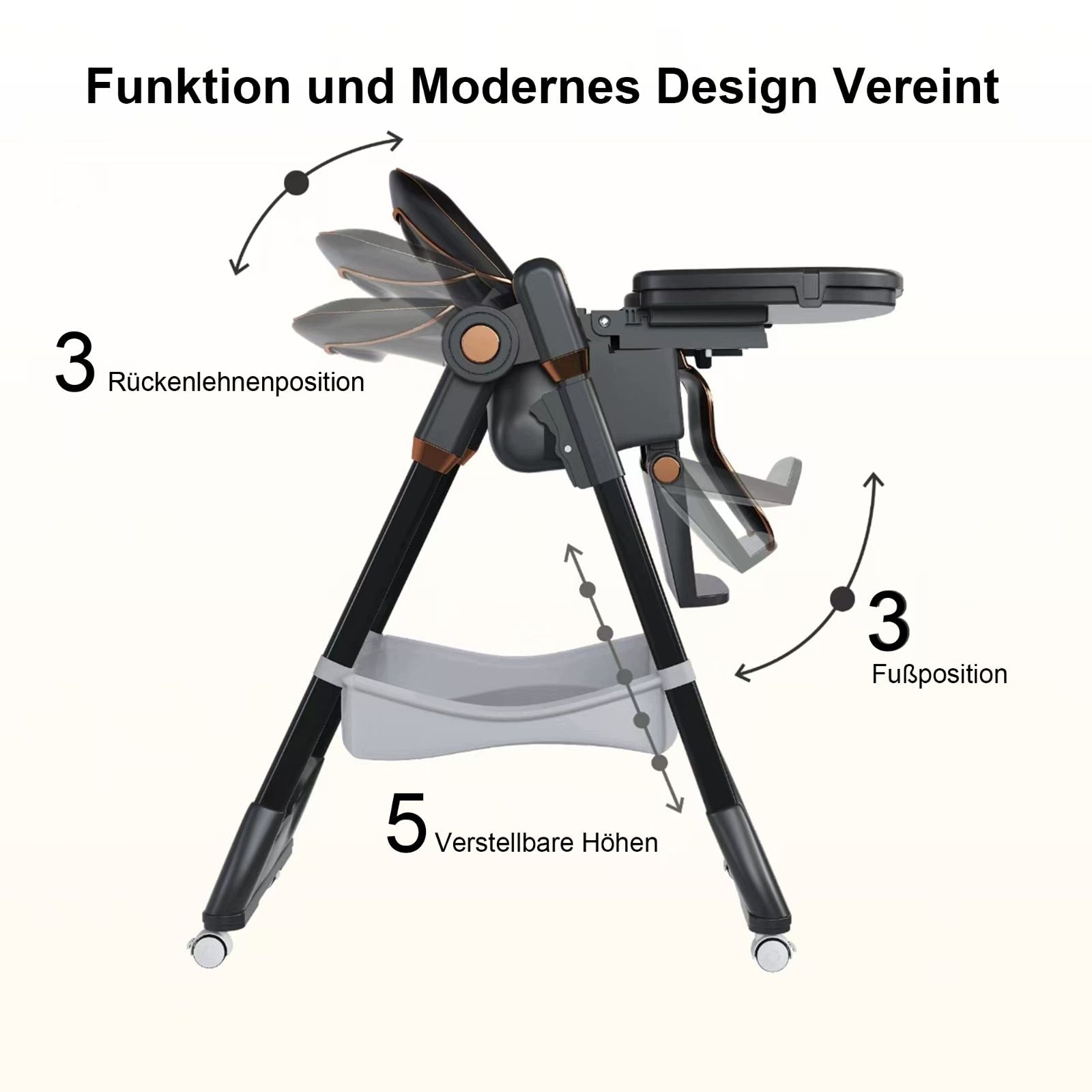 Adjustable high chair 0-6 years black Brand no brand