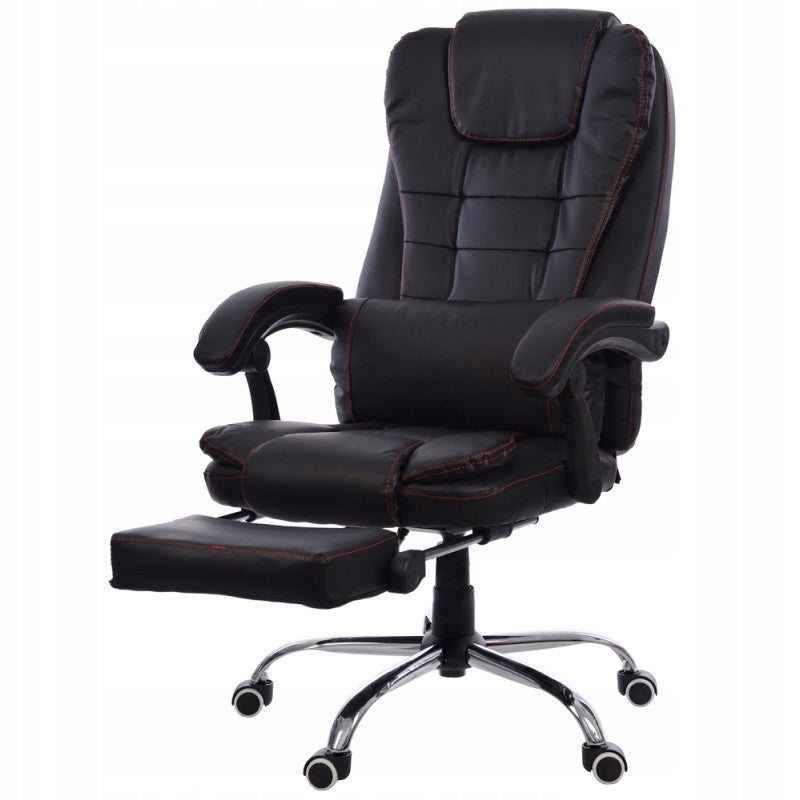 Adjustable office chair BLACK footrest GIOSEDIO FBK004R (red stitching)