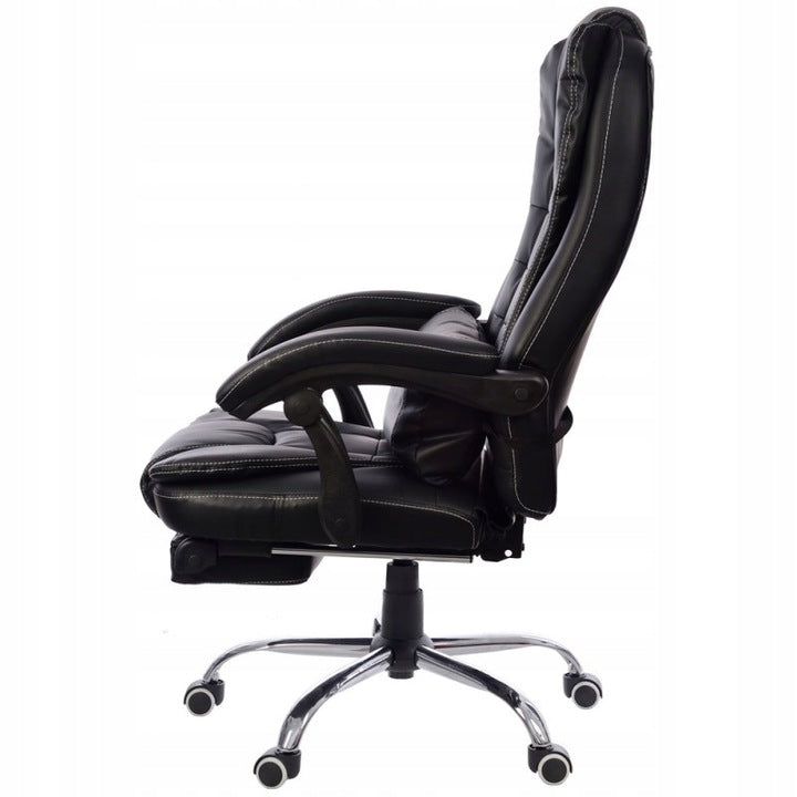 Adjustable office chair BLACK + footrest + cushion GIOSEDIO (white seams) Brand Giosedio