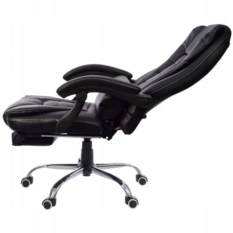 Adjustable office chair BLACK + footrest + cushion GIOSEDIO (white seams) Kind rotary
