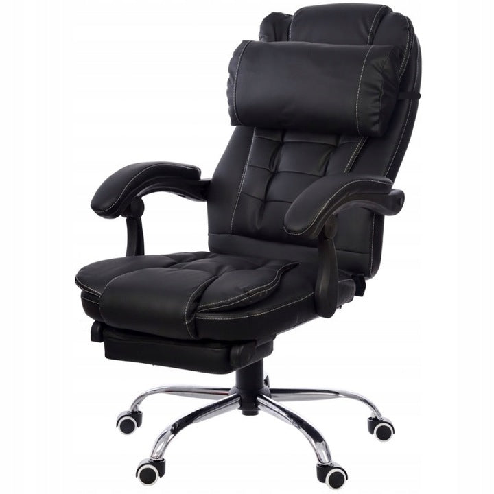 Adjustable office chair BLACK + footrest + cushion GIOSEDIO (white seams)
