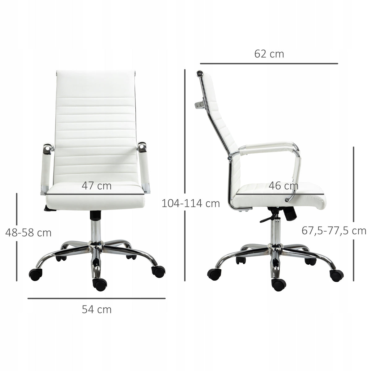 Adjustable swivel office chair, foam, 54x62x104-114cm white Manufacturer code Vinsetto