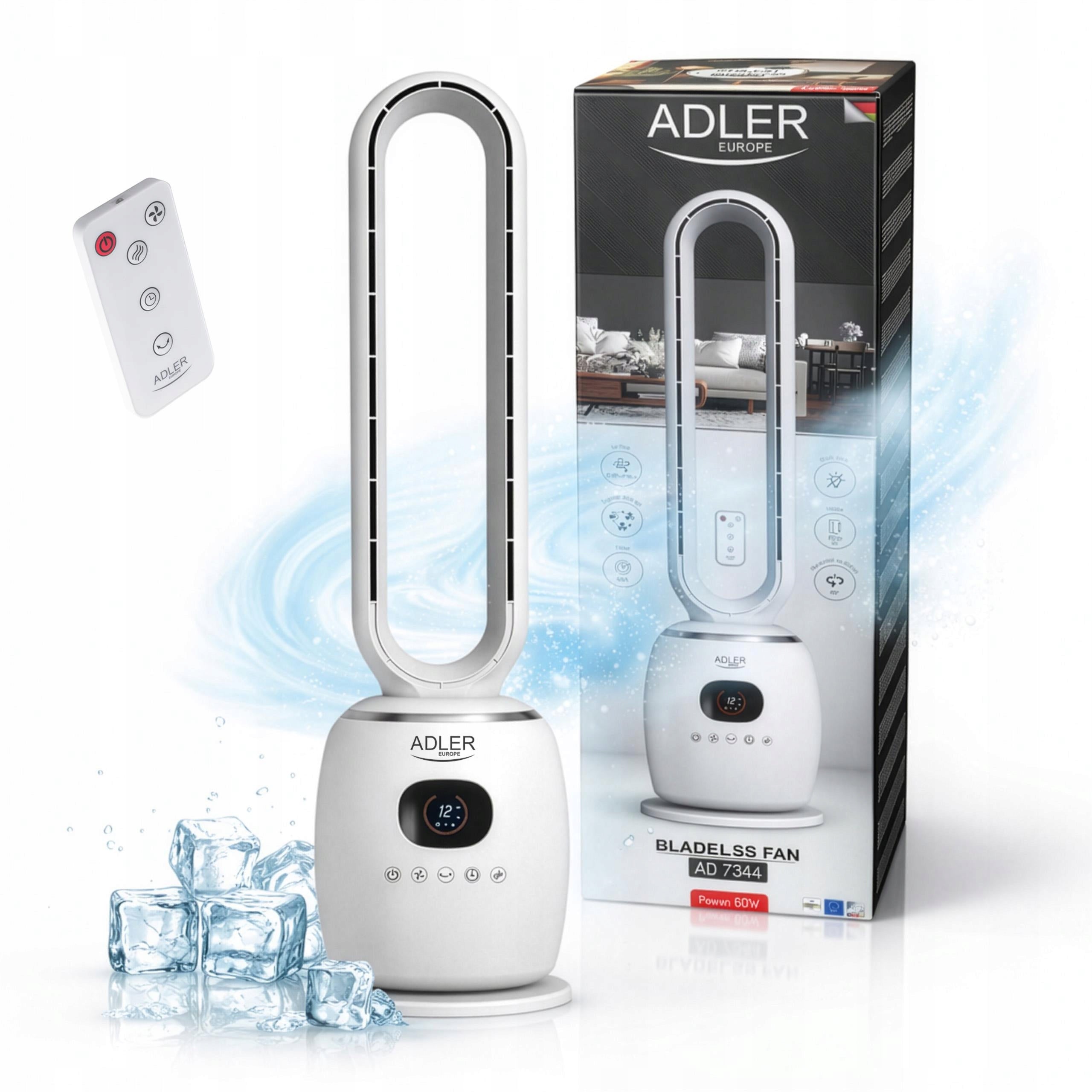 Adler AD 7344 bladeless fan | quiet, safe, with remote control Packaging status original