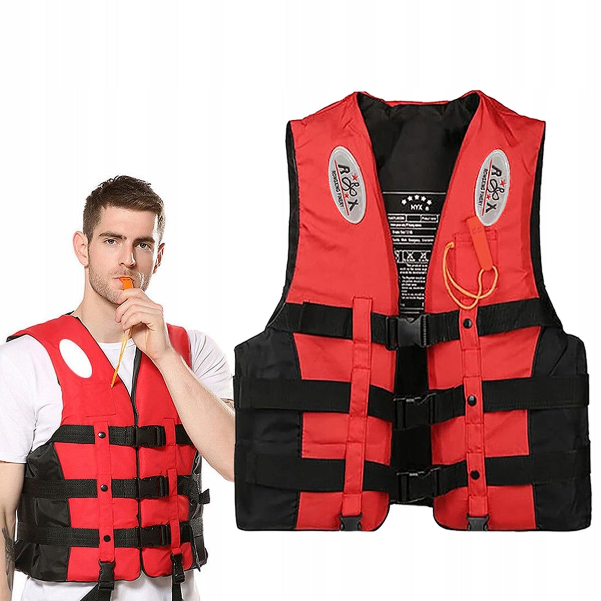 Adult Life Jacket for Boat Swimming with Whistle Body weight range 70 kg