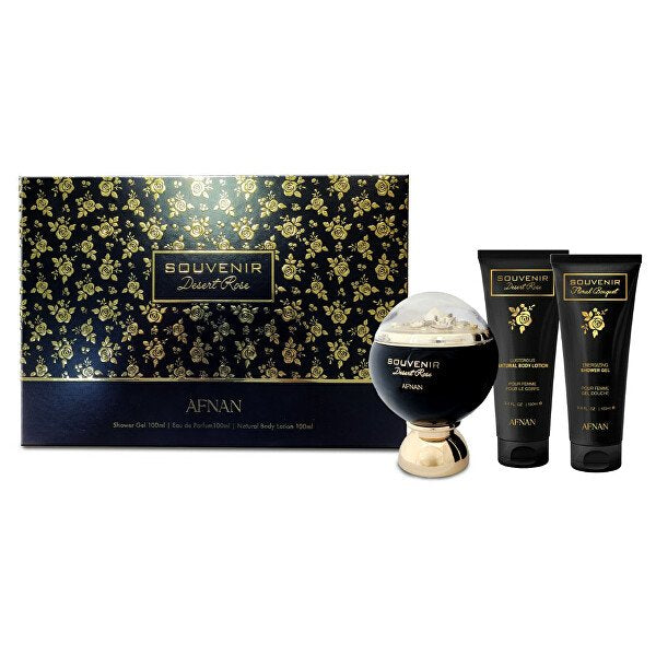 Afnan Souvenir Desert Rose EDP 100 ml + SG 100 ml + BL 100 ml Packaging status original