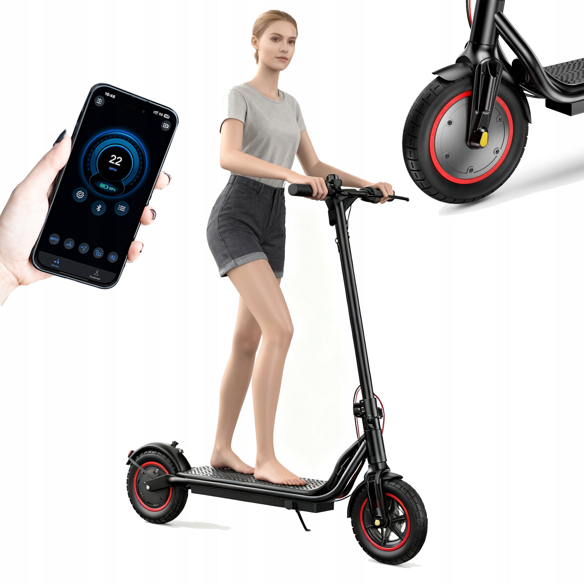 AgileRide Electric Scooter 2025 AS-B3 powerful 500W Foldable with app Black