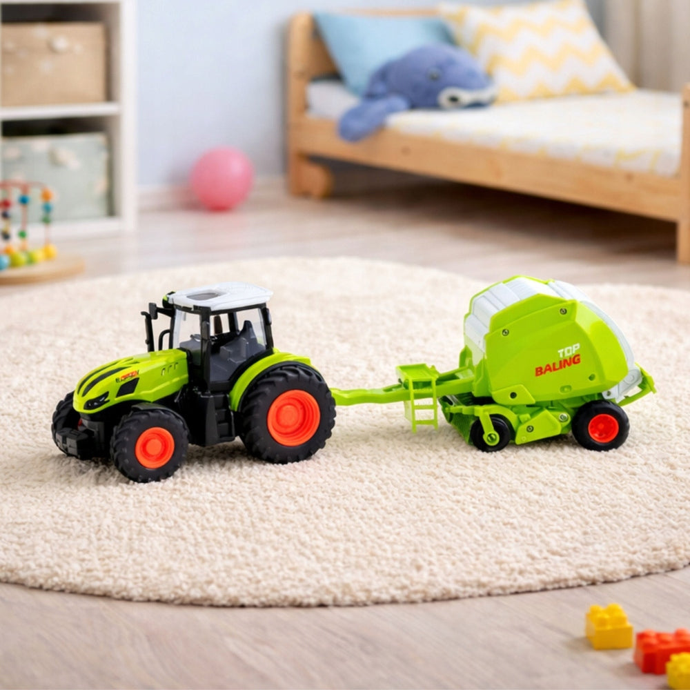 Agricultural Farm Tractor Remote Controlled RC With Bale Press 1:24 Material fabric