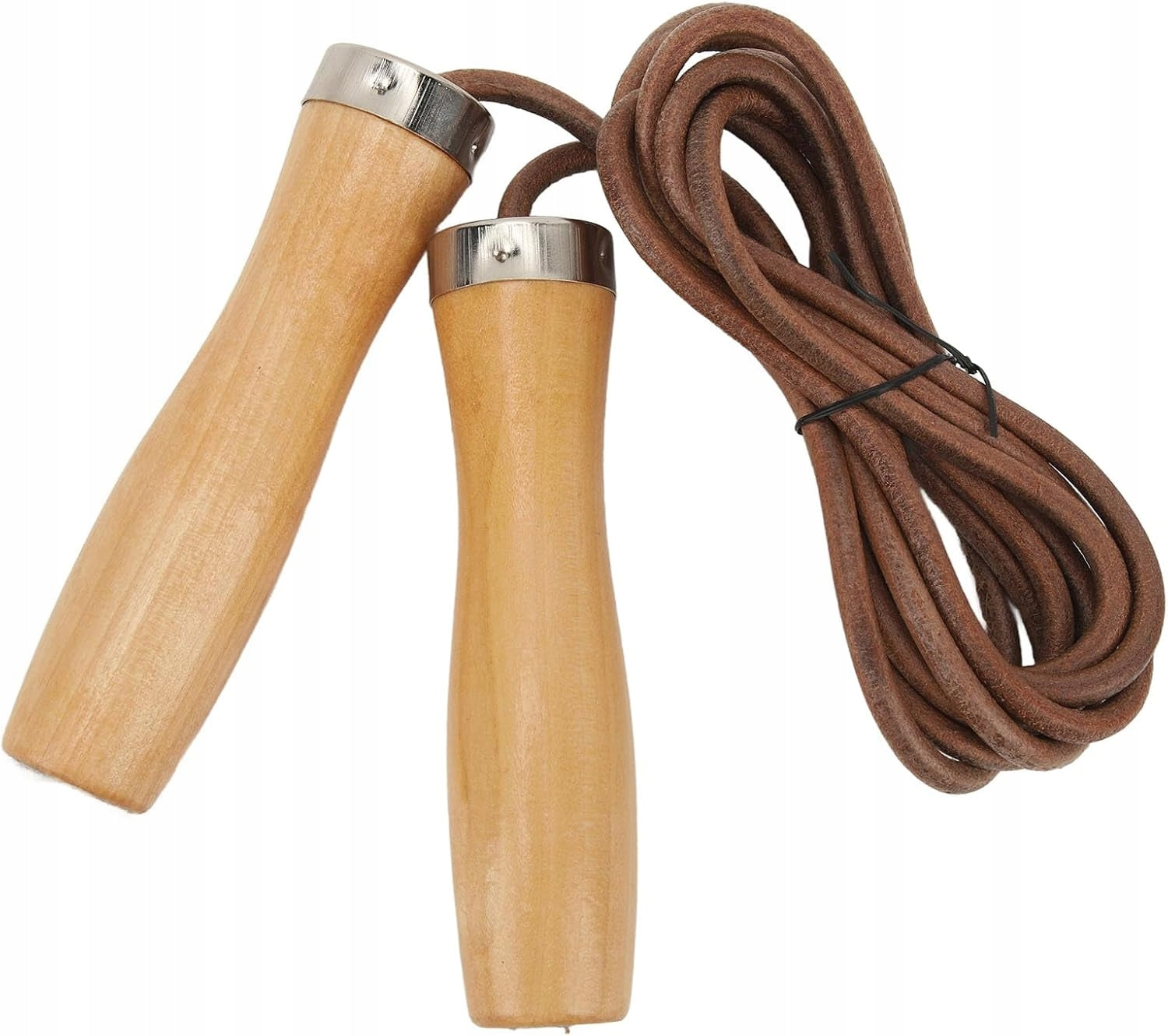 Ahomie Adjustable Leather Jump Rope with Wooden Handle, Leather Rope