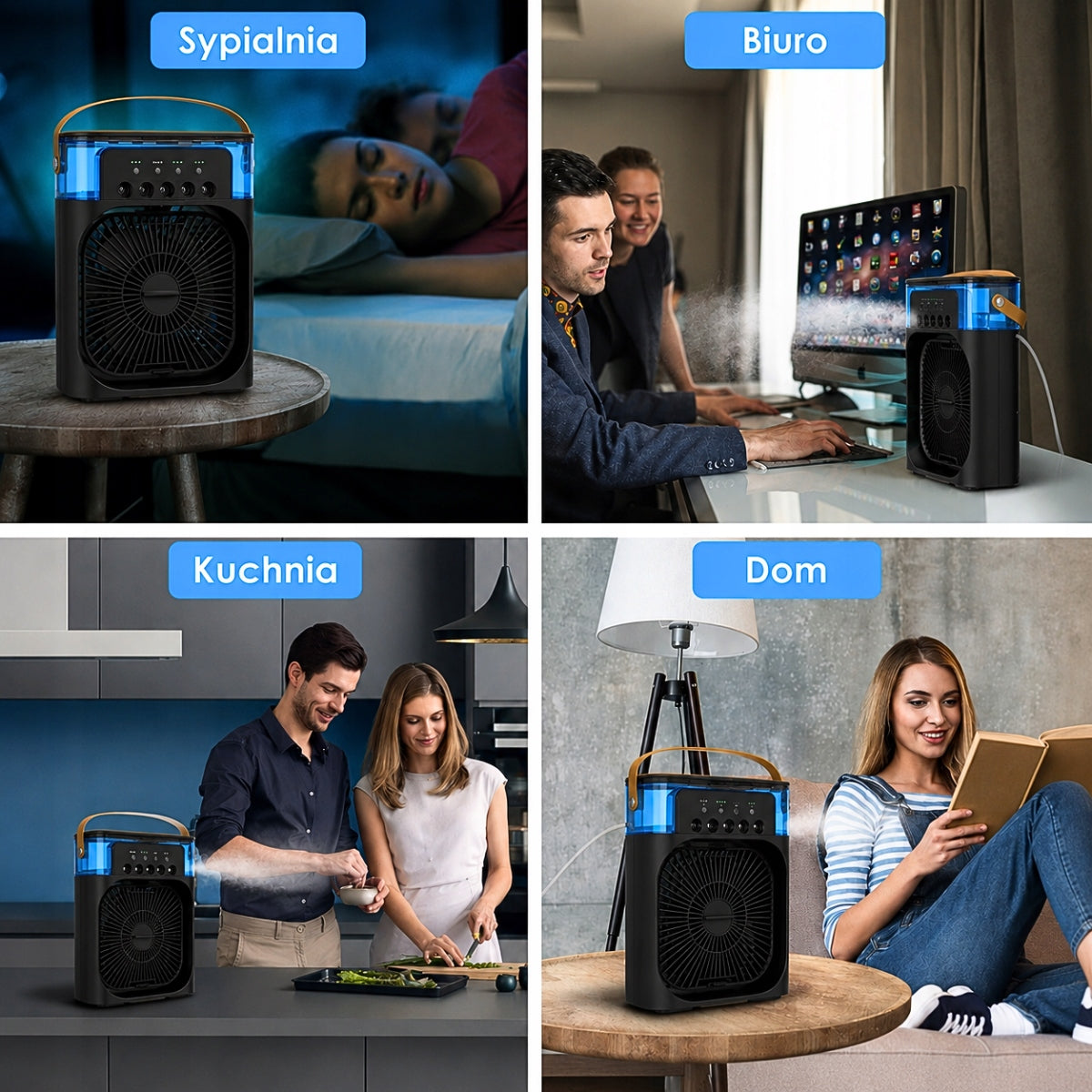 Air Conditioner Desk Water Humidifier LED Aromatherapy Black Dominant color black