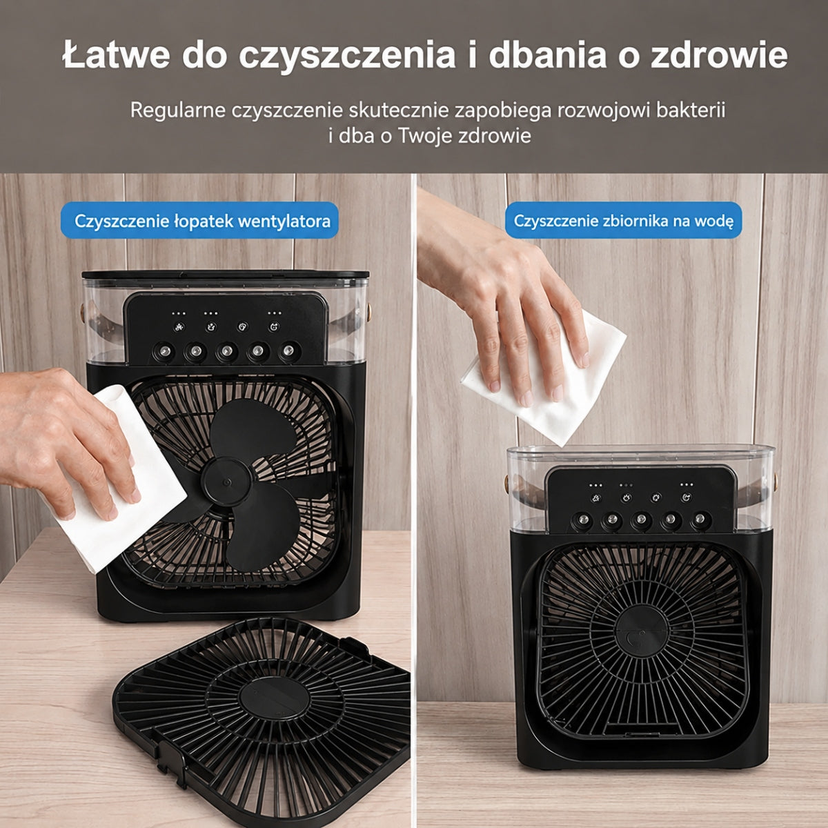 Air Conditioner Desk Water Humidifier LED Aromatherapy Black Power 10 W