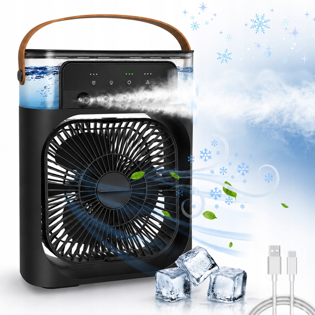Air Conditioner Desk Water Humidifier LED Aromatherapy Black