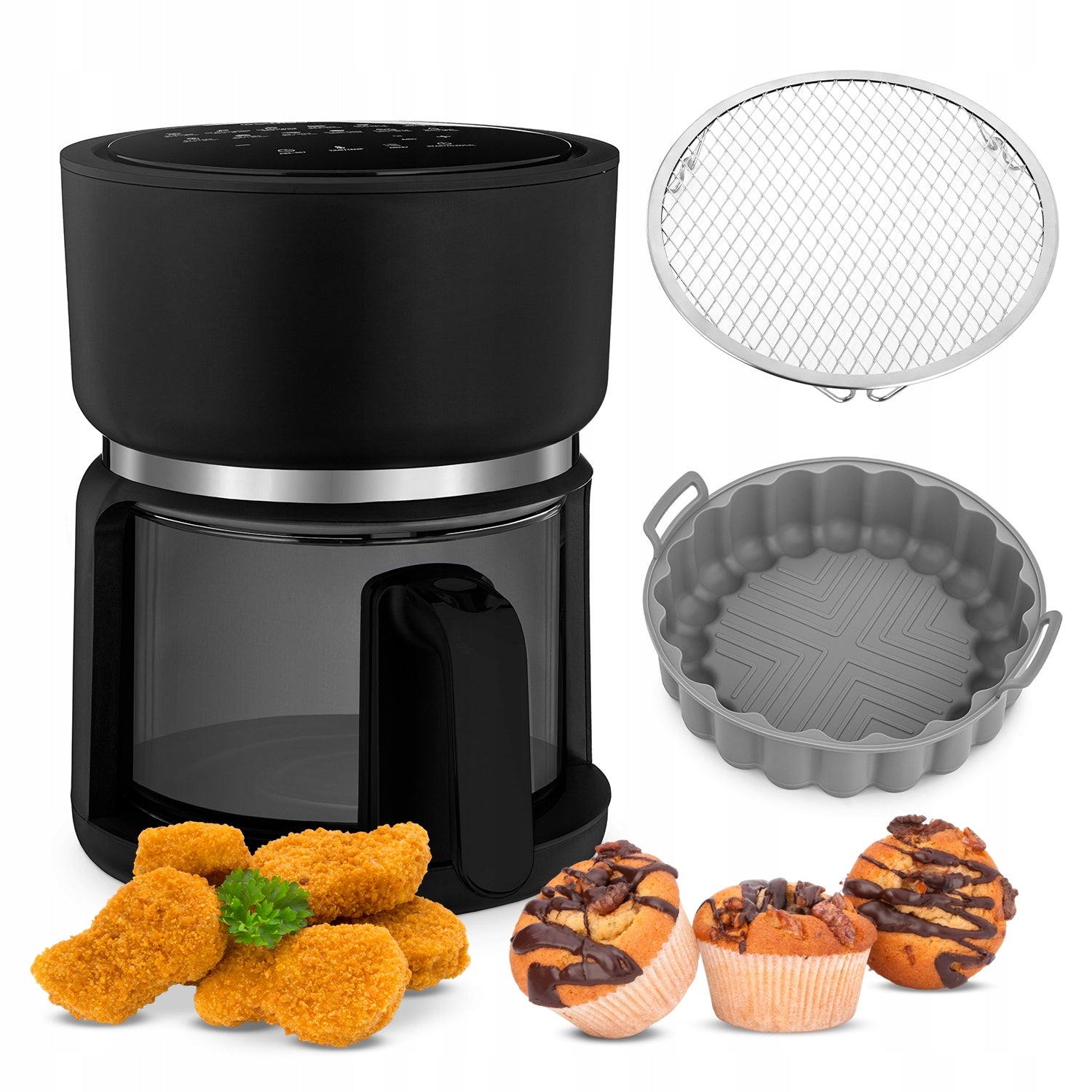 Air Fryer 4Swiss ABB-G24 Pure Glass Black 1400 W