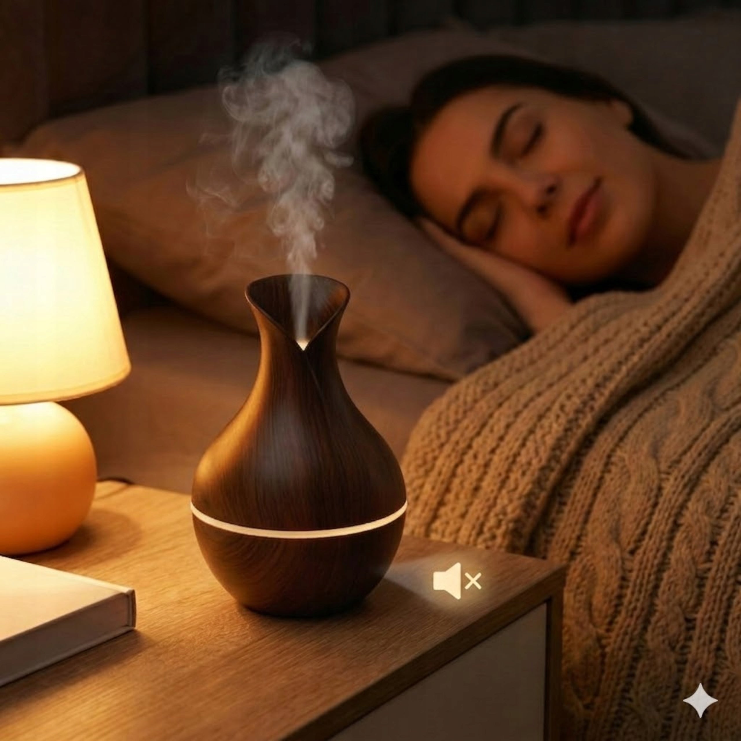 Air Humidifier Fragrance Diffuser + 12 Oils LED Light Mist Dominant color brown