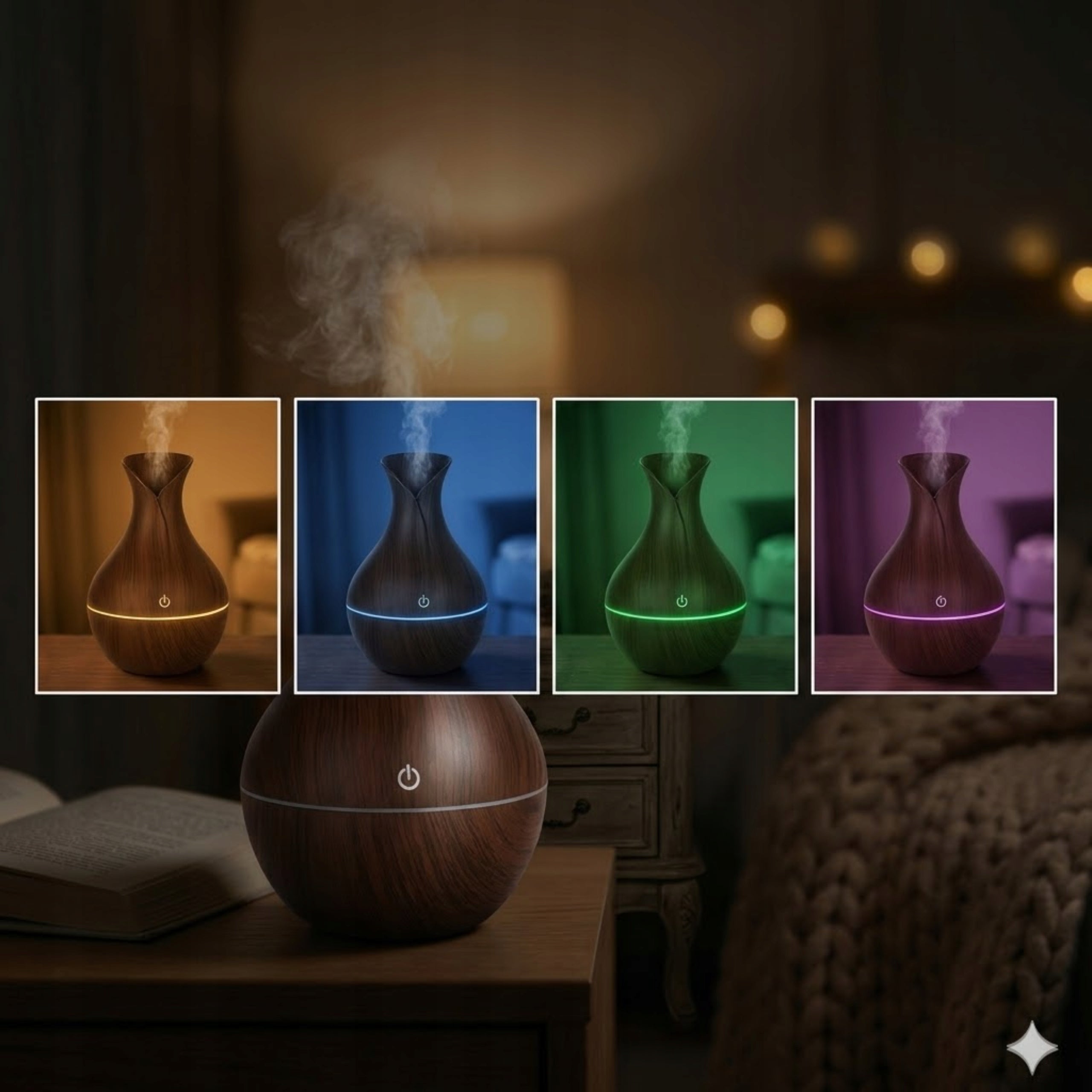 Air Humidifier Fragrance Diffuser + 12 Oils LED Light Mist Type ultrasonic humidifier