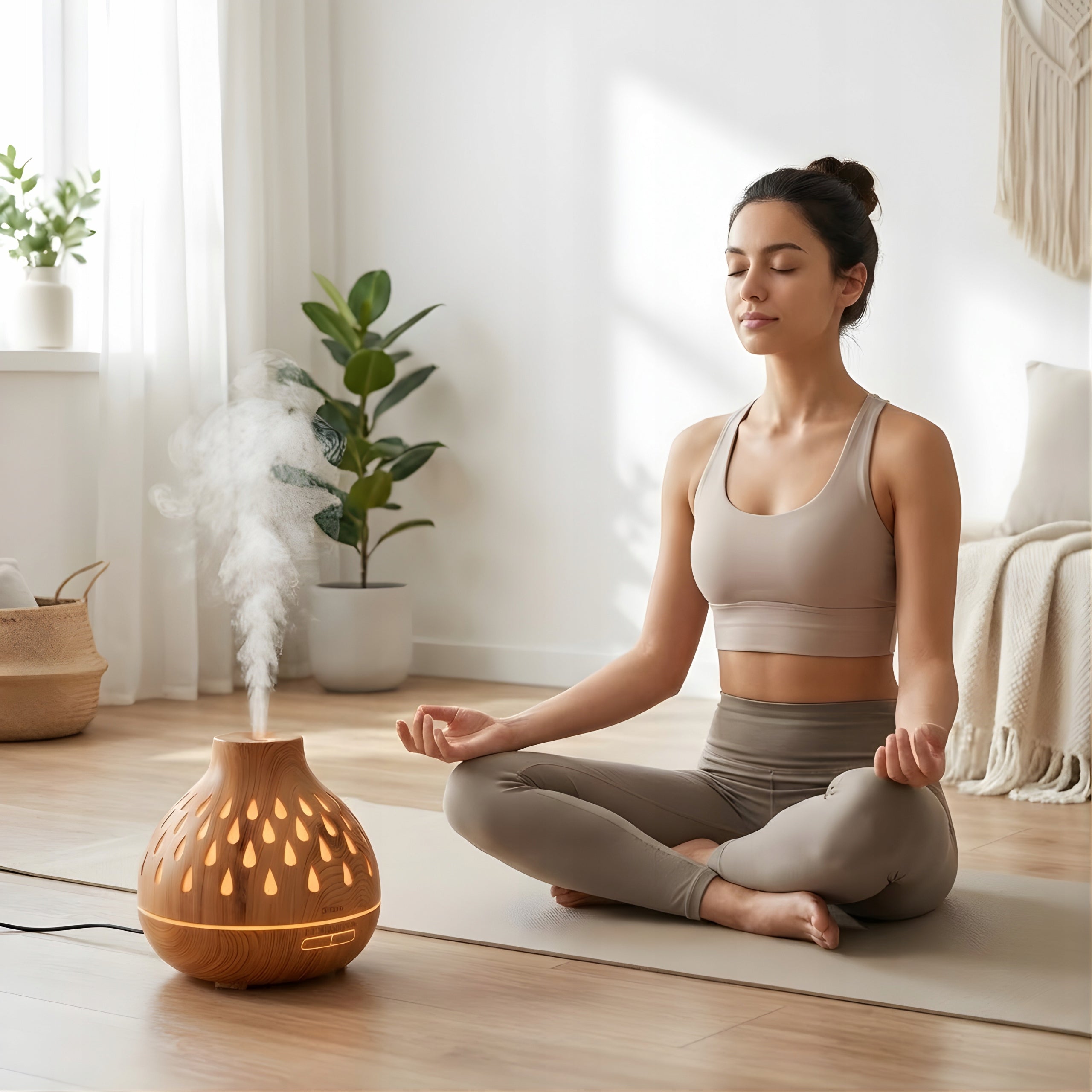 Air Humidifier Fragrance Diffuser 400ml LED Backlight with 12 Oils Model Aromaterapia, Nawilżanie Dyfuzor 400 ml Drewniany