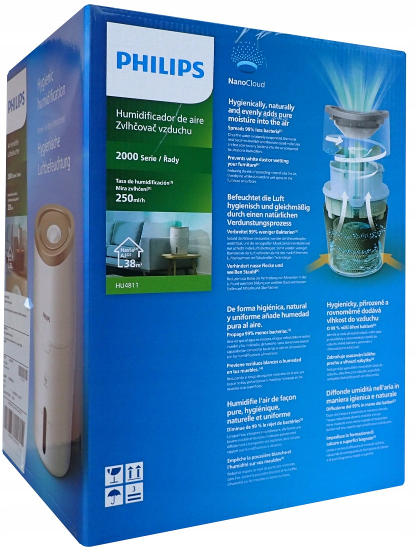 Air Humidifier Philips HU4811/10 NanoCloud without Stains 2.0l to 38 m² Medical device no