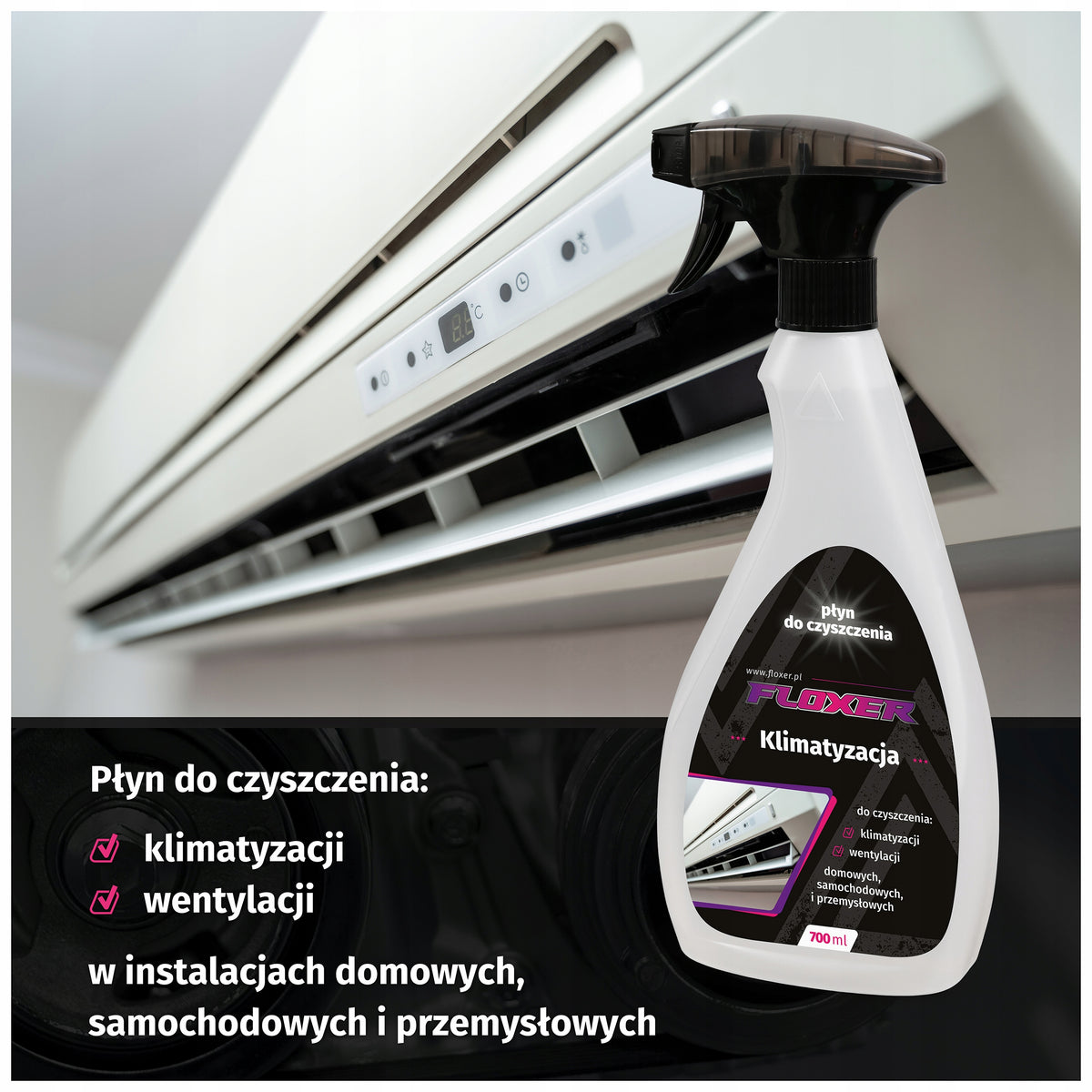 Air conditioning cleaner FLOXER 0,7L fungal liquid PZH Certificate Packaging status original