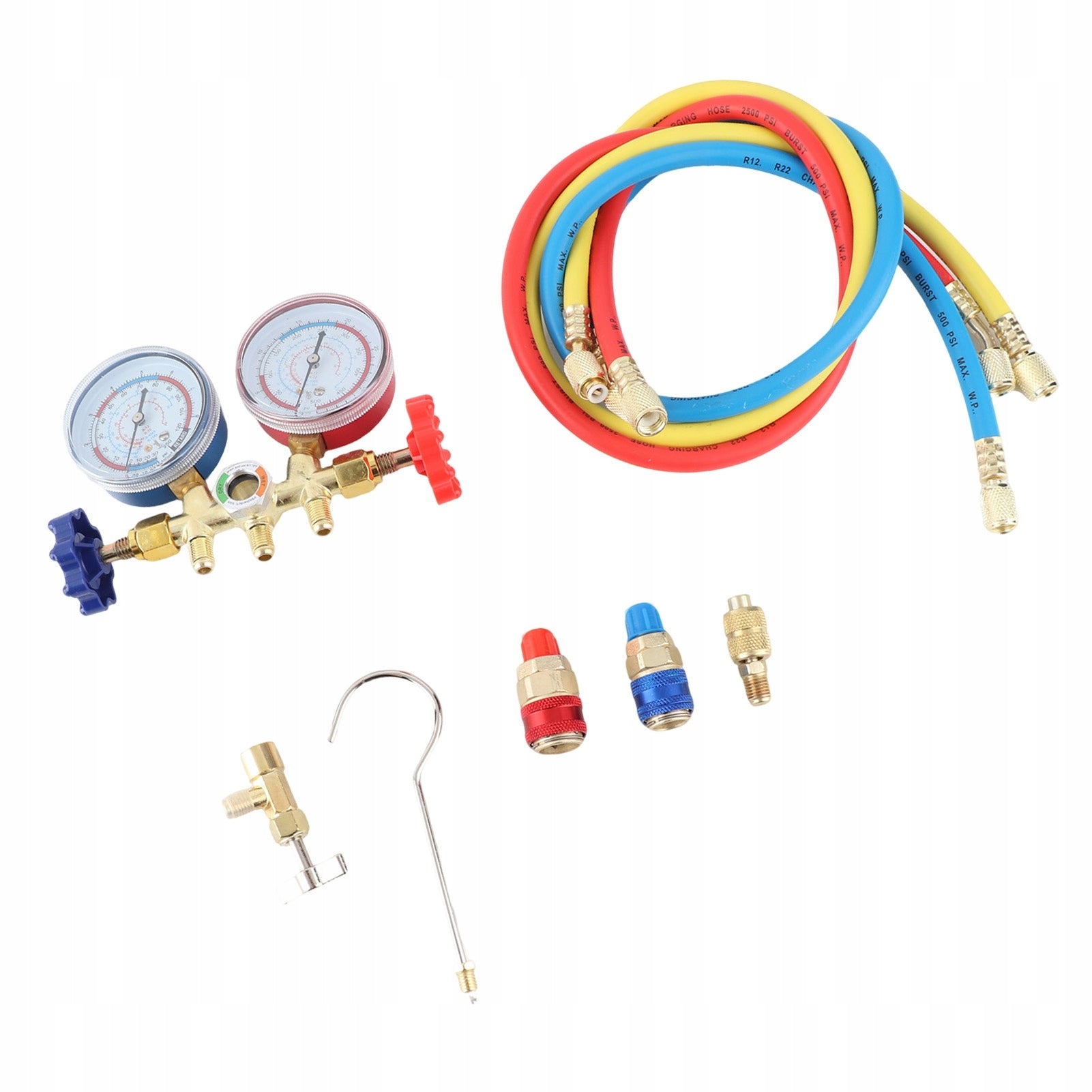 Air conditioning pressure gauge R410 22 134A 3-way 2L tube set