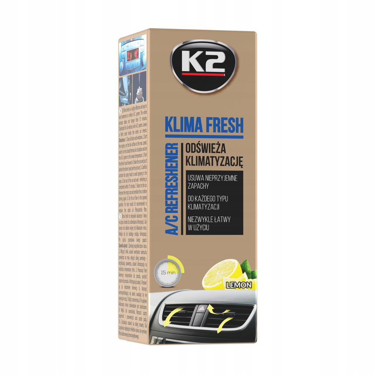 Air conditioning refresher spray K2 lemon 150 ml Packaging status original
