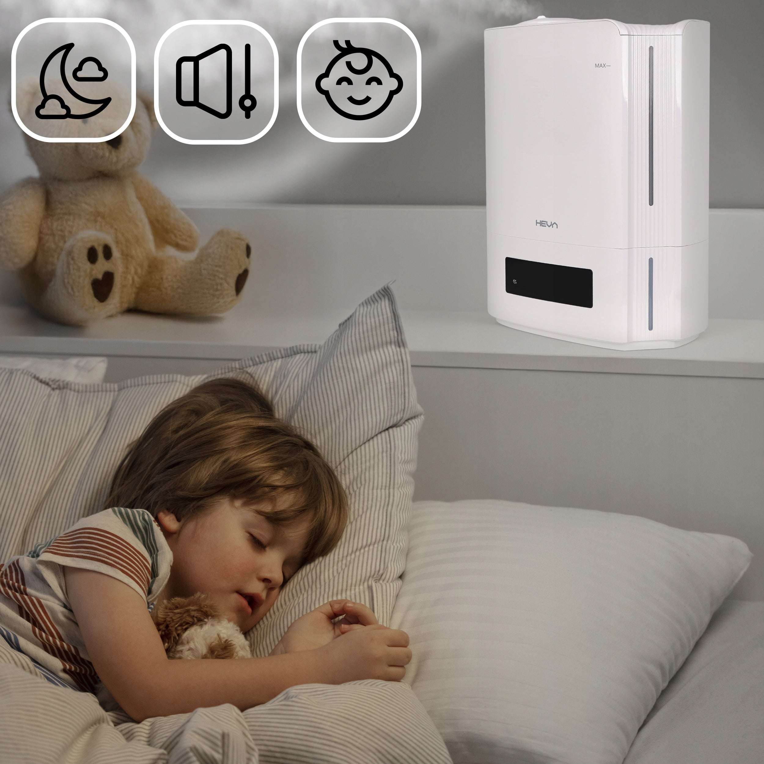 Air humidifier EFFICIENT HYGROSTAT AROMATHERAPY LARGE XL 5l nozzle 360 LED Dominant color white