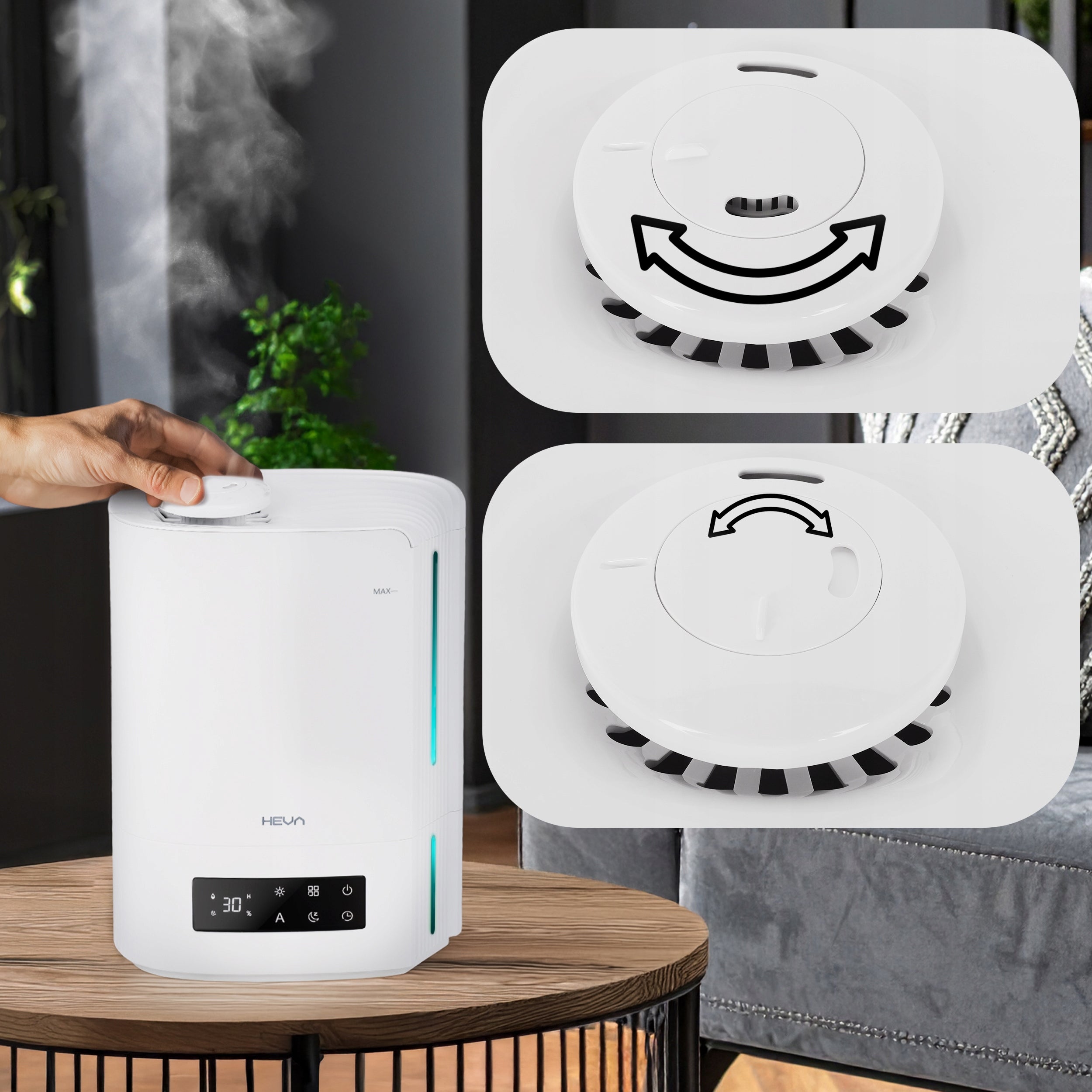 Air humidifier EFFICIENT HYGROSTAT AROMATHERAPY LARGE XL 5l nozzle 360 LED Medical device no