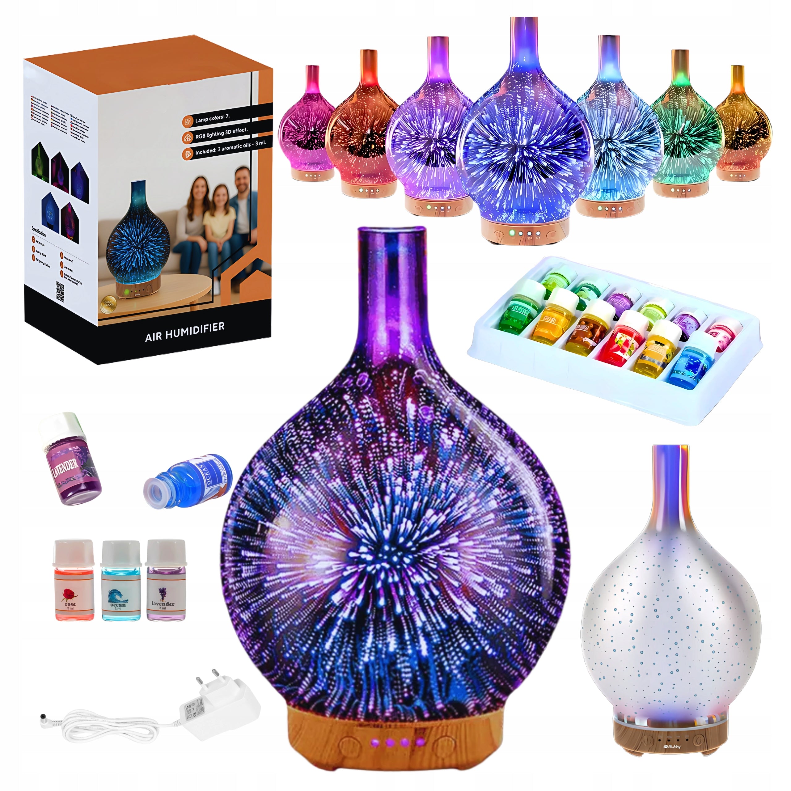 Air humidifier and aroma diffuser 200ml with LED aromatherapy light