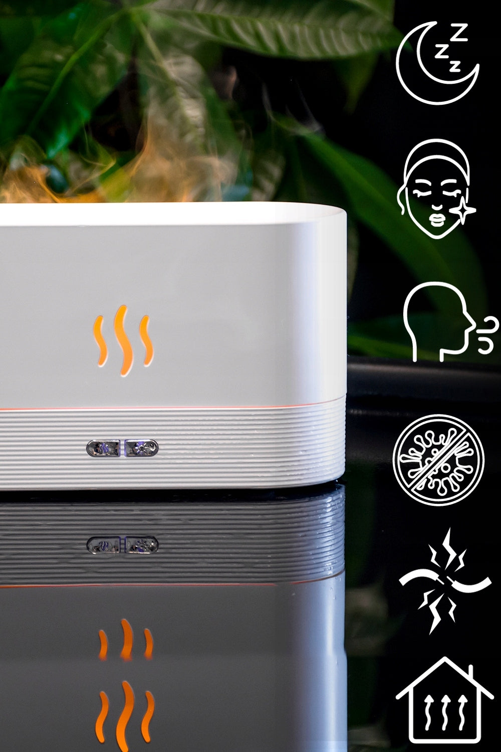 Air humidifier aromatherapy fireplace flame lamp Model AURA
