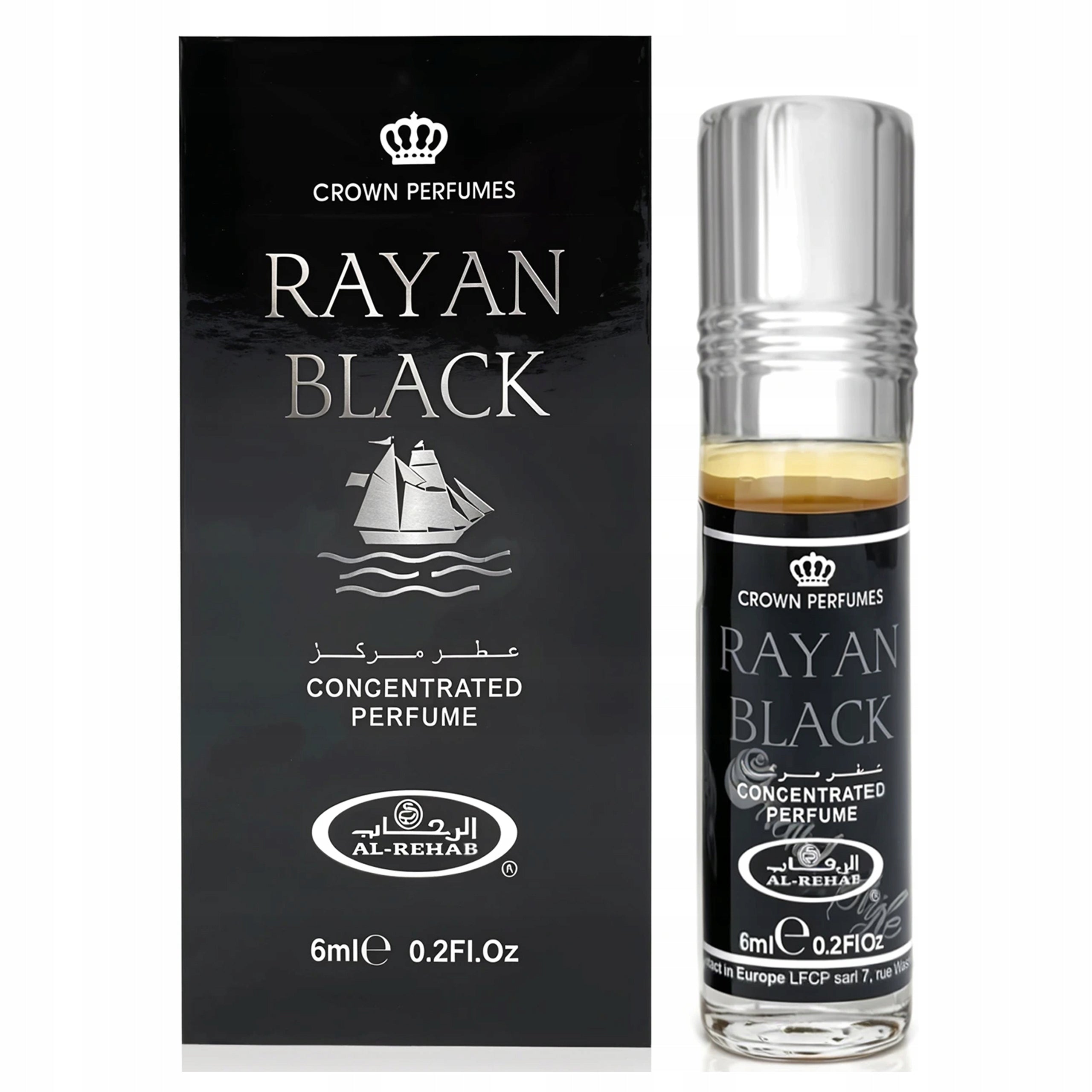 Al-Rehab Rayan Black Perfume Arabic Men's Green Tea Musk Fruit Packaging status original