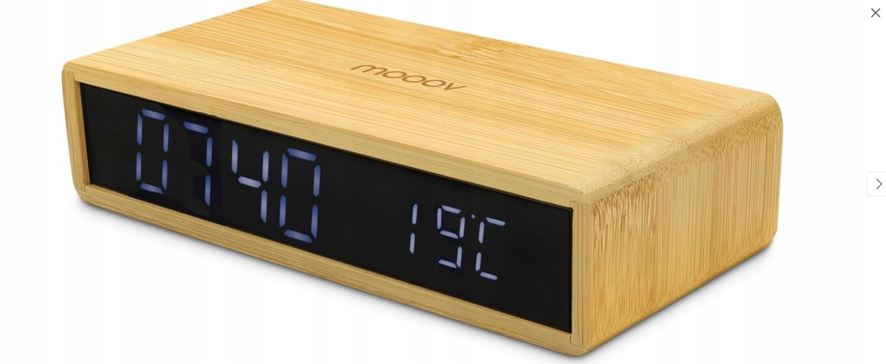 Alarm Clock Bamboo LED Digital Clock Thermometer 3 Alarms Wooden MOOOV Manufacturer code 2306