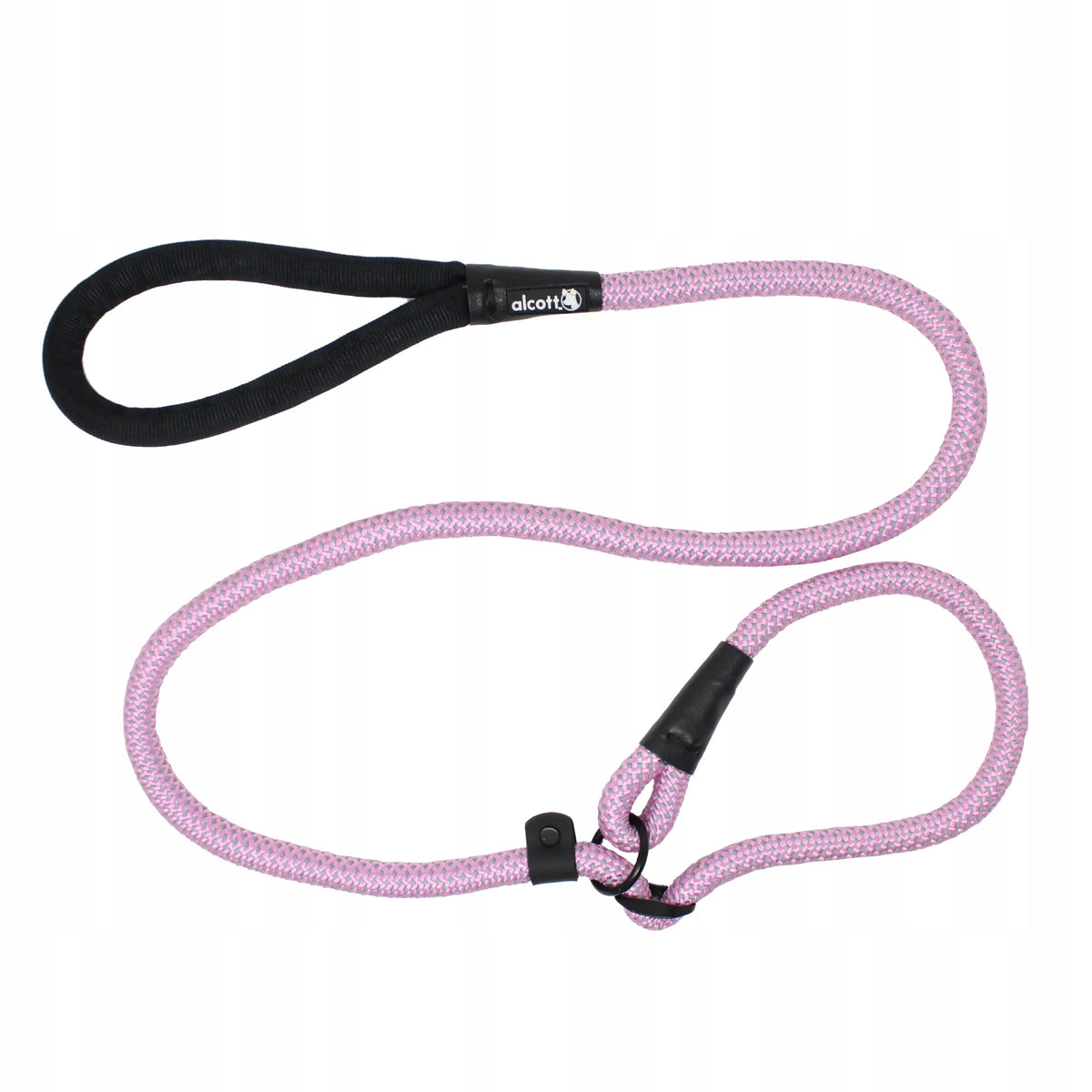 Alcott Slip Rope Leash 150cm Reflective Dog Rope Leash, Pink S/M