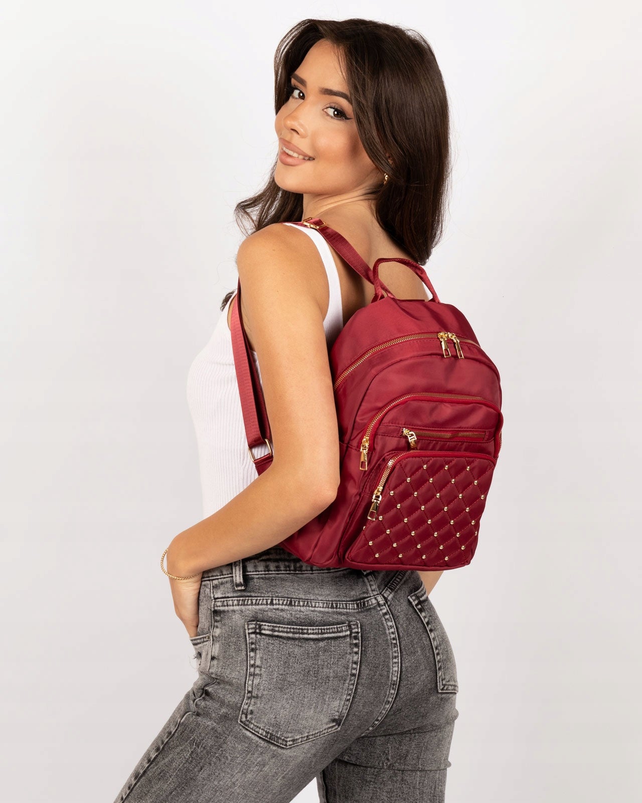 Alessio Women's BACKPACK ROOMY Urban School QUILTED Bag Kind city
