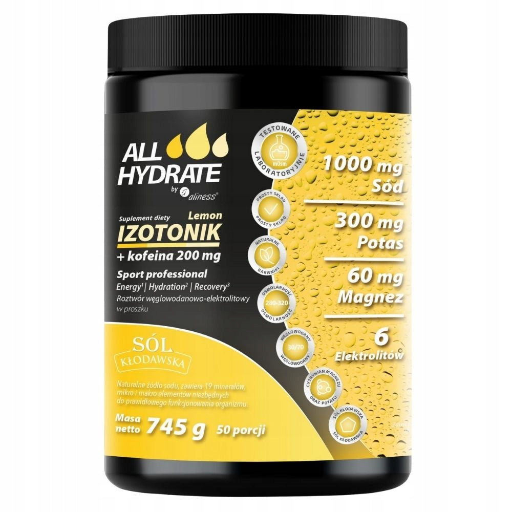 Aliness ALLHydrate Isotonic + Caffeine Lemon Hydration Energy 745 g