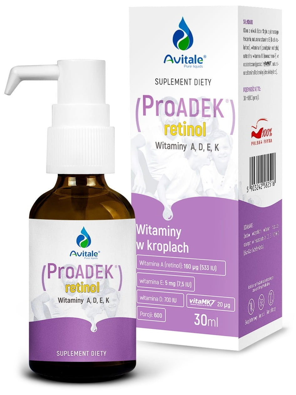 Aliness Avitale ProAdek Retinol 30ml vitamin A D E K2-MK7 drops olive oil
