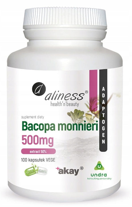 Aliness Bacopa monnieri 50% 500mg BRAHMI MEMORY STRESS NERVOUS SYSTEM 100caps EAN (GTIN) 5902020901099