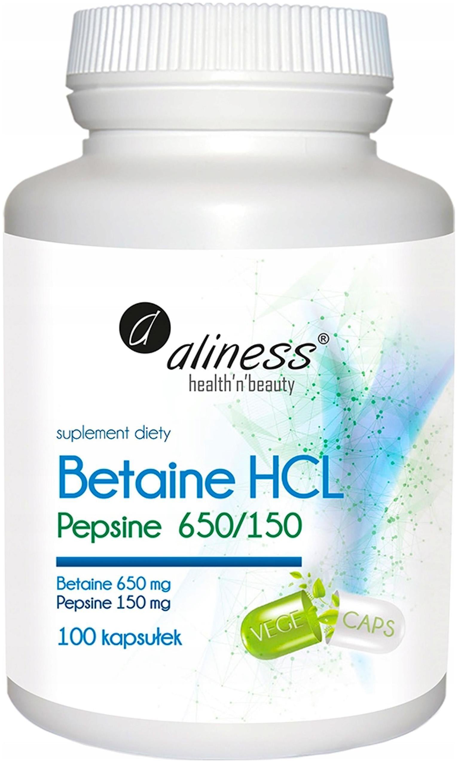 Aliness Betaine HCL with Pepsin DIGESTION STOMACH DIGESTIVE SYSTEM VEGE 100k Manufacturer code 5902596935900
