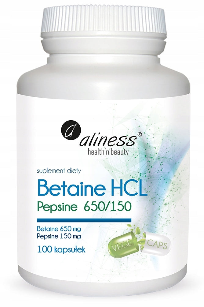 Aliness Betaine HCL with Pepsin DIGESTION STOMACH DIGESTIVE SYSTEM VEGE 100k