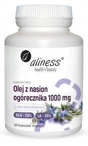 Aliness Borage Seed Oil 1000mg GLA 200mg LA 350mg 60 kaps.