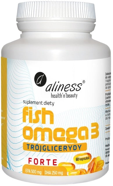 Aliness Fish Omega 3 FORTE Triglycerides 500/250mg 60 kap Heart Support Brand Medicaline