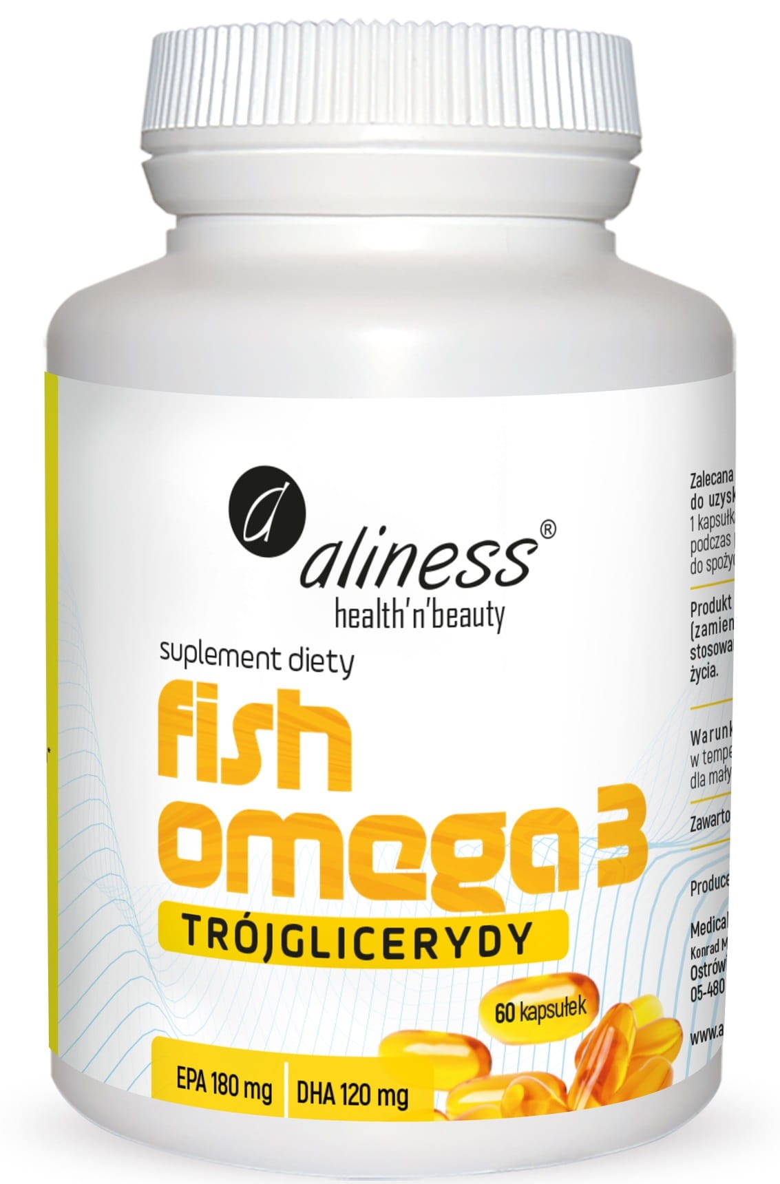 Aliness Fish Omega 3 FORTE Triglycerides 500/250mg 60 kap Heart Support Manufacturer code 5903242584077