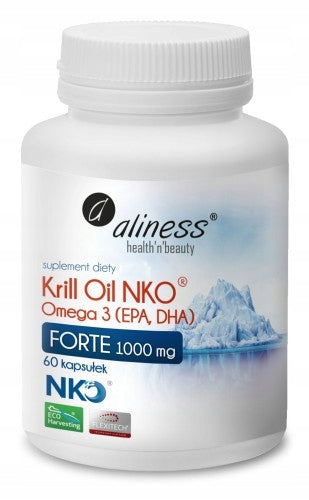 Aliness Krill Oil NKO Omega 3 with Astaxanthin 1000 mg FORTE 60caps.