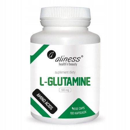 Aliness L-GLUTAMINE L-Glutamine 500mg Immunity STOMACH INTESTINE 100 capsules Expiration date at least 1 year from the date of purchase