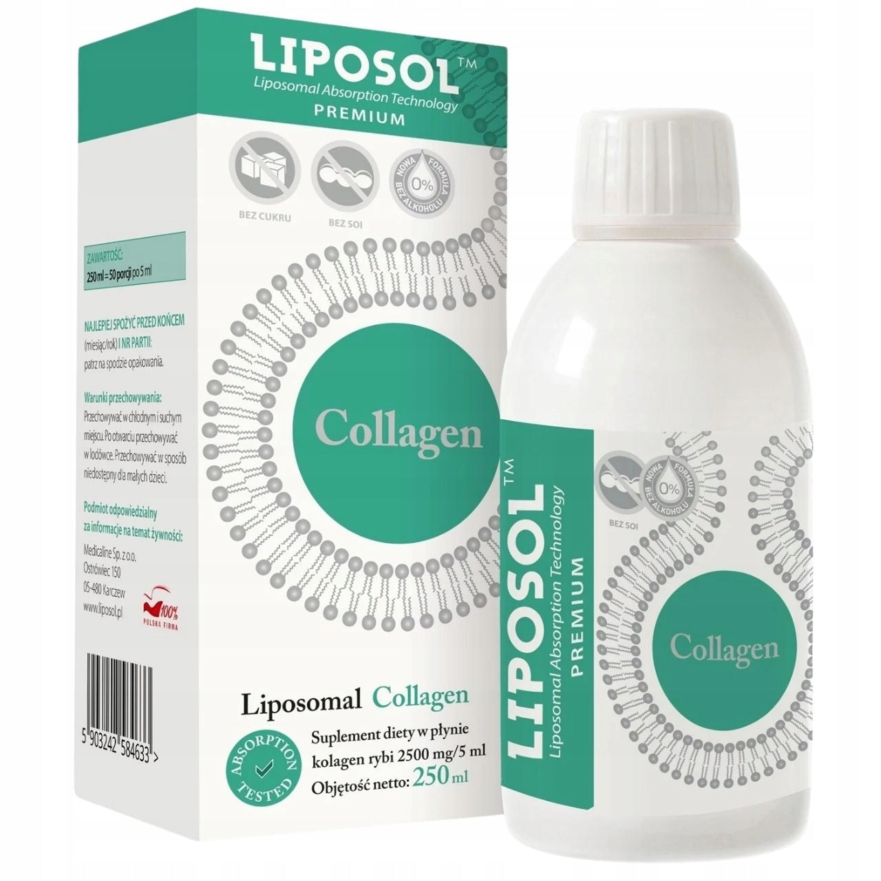 Aliness Liposol Liposomal Fish Collagen Hydrolyzed Skin Joints 250 ml