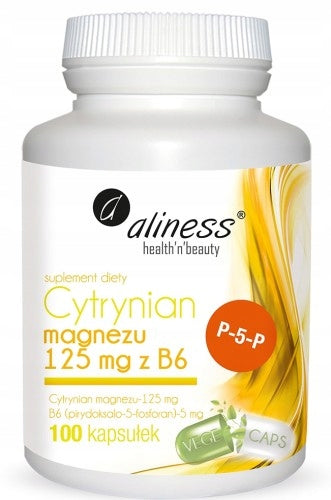 Aliness Magnesium Citrate 125 mg with Vitamin B6 ENERGY CONTRACTIONS 100 capsules